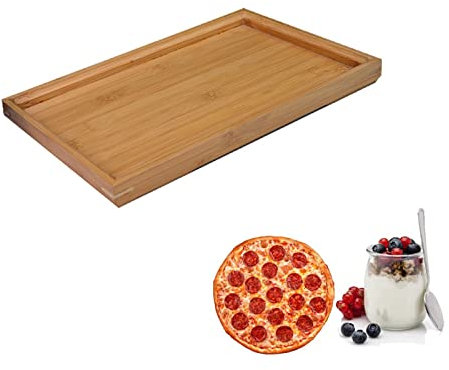 SKDFHOD Tablett Serviertablett Bambus Holz, Serviertablett Rechteckig, Moderne Bambus Serviertabletts, Küchen Deko Servierplatte, für Viele Gelegenheiten Wie das Restaurant Home Hotel(Natur)