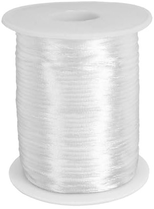 Luabue 1,5mm x 100m Cordoncino in Nylon Satinato Colori Filo di Cera per Braccialetti, Durevole Arcobaleno Filo per Fare Gioielli DIY, Bracciali, Collane, Artigianato, Decorazioni (Bianco)
