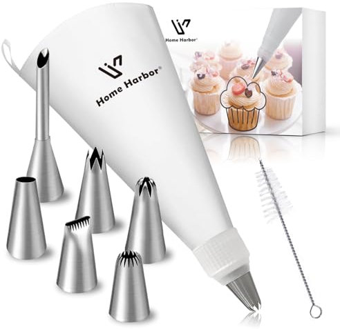 Mtskaeo Spritzbeutel Set 9-Teilig,Spritztüte,Spritzbeutel Mit Tüllen,Wiederverwendbar und Spülmaschinenfest Spritzbeutel,Mit Reinigungsbürste,Für Dekorationen auf Torten und Keksen