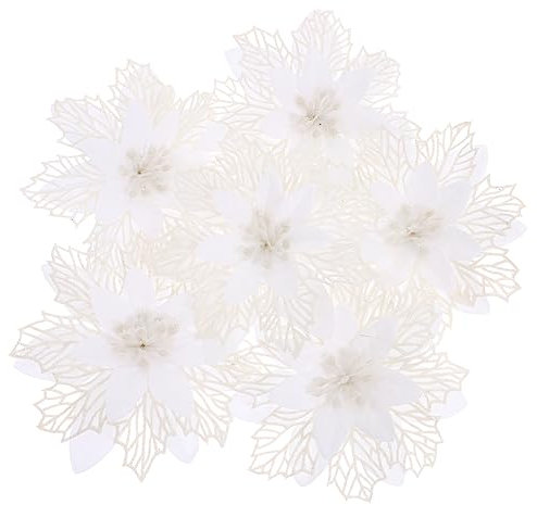 BUGUUYO 6stücke Teiliges Künstlicher Weihnachtsblumen Für Weihnachtsbaumdekoration Weiße Weihnachtsblumen Für -girlanden Und Wreaths Langlebige Und Leichtgewichtige Weihnachtsdeko