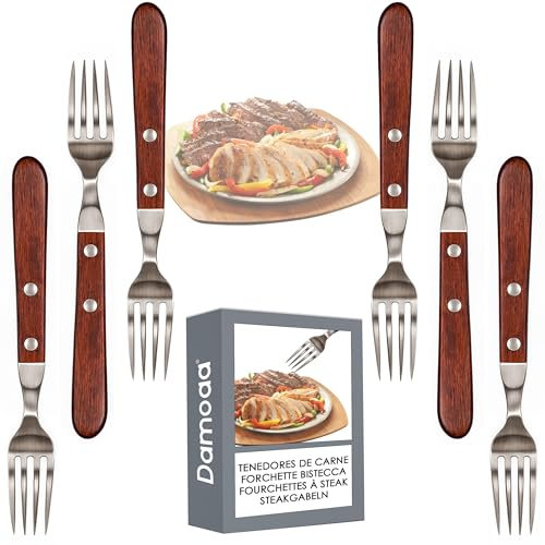 Forchette da carne in acciaio inox legno set 6 pezzi forchetta da carne forchetta per carne forchette carne forchetta carne carne forchette per carne