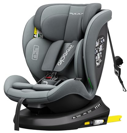 Reecle i-Size Siège Auto 360 Pivotant ISOFIX 40-150 cm, de la naissance à 12 ans (0-36 kg), ECE R129 (Gray)