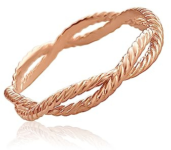 Mary & Jules Damen Ring Rosegold Infinity aus echtem 925 Sterling Silber, rosegold vergoldet, schlichter, feiner Fingerring, aus recyceltem Silber, Größe 58