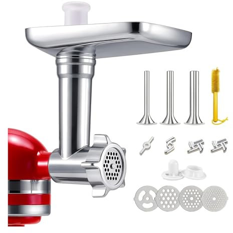 Neaxoyra Stainless Steel Meat Grinder Attachments ，Compatible For KitchenAid ，Mixers, Meat Grinder, Sausage Stuffer, Perfect Grinder Attachment For Ka