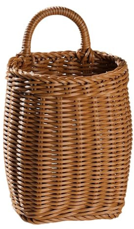 Cestini da parete in vimini, da appendere, in rattan, marrone, porta d'ingresso e cucina, contenitore decorativo per frutta e verdura per casa, fattoria, giardino, tessuto fatto a mano