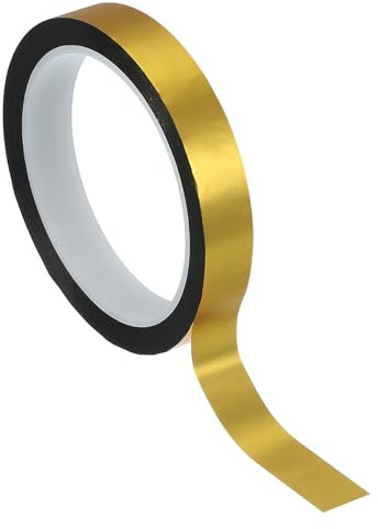 PATIKIL Cinta De Película De Poliéster Metalizada 15mm X 50 Metros, Cinta Decorativa Metálica Oro Mate Cinta Adhesiva Espejo Para Detalles Pared De Acento Artes De Barco Paredes