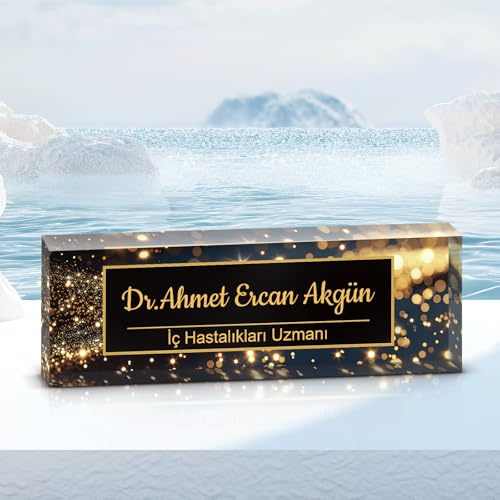 LANHUIYY-Desk Name Plate Personalized, Acrylic Name Plate,Custom Name Plates for Office Gifts,Desk,family,Teacher,Employee Appreciation Gifts (QMP-05)