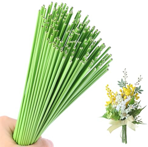 msymsyu Grön pysseltråd ljusgrön 2 mm × 40 cm 70 stycken – blomtråd kontakttråd & flexibel för hantverk blomma handtag dekoration
