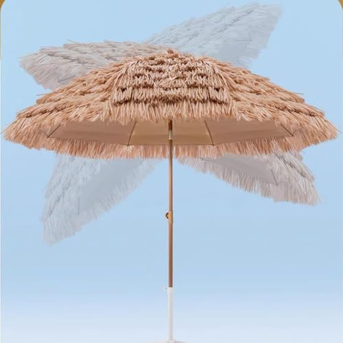 VLKLPZAHAK Ombrellone da Spiaggia Ombrelloe di Paglia Hawaiano Ombrellone Rotondo per Giardino, Ombrelloe di Paglia PP Tropicale Ombrellone Portatile(145cm-4.75ft)