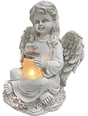 NULYLU Figurine de Jardin Résine Solaire Statue Ange pour Décoration Extérieure Intérieure Extérieur Élégant pour Cour Jardin