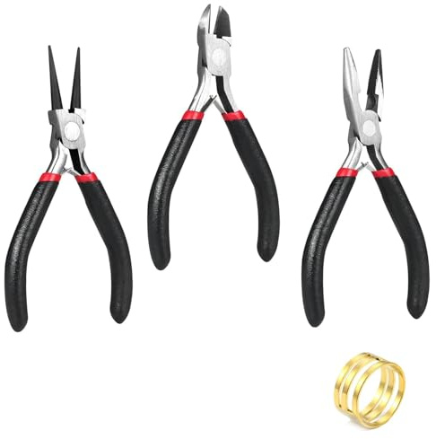 4 Set Comfortable Grip Jewelry Pliers Kits Practical Jump Ring Opener Professional Round Nose Pliers Set for Beading Cutting DIY