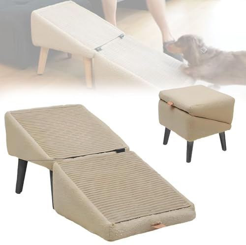 Rampa para perros, escalones plegables para mascotas para perros grandes, medianos y pequeños, escaleras antideslizantes para exteriores, otomana dividida de doble propósito para cama y sofá