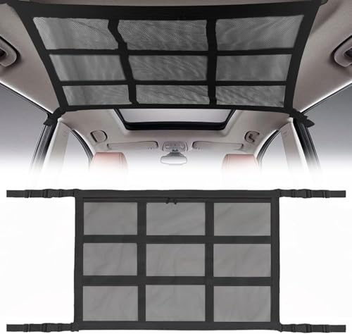 DATONGERGOUZI Auto Ceiling Luggage Nets Pocket for Tesla Model Y 2017-2024, Universal Cargo Net for Car Interior Roof Storage, Storage Solutions