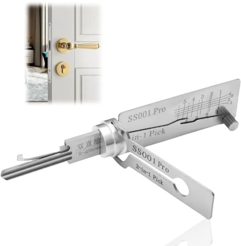 Tools Professional – 2 in 1 Lock Pick & Ma/Ster Key Decoder, Stain/Less Ste/el Key Decoder for Auto, Lock Pick Decoder, Lockpicking Kit with Skeleton Keys, Key Extractor Kit（ss001pro）
