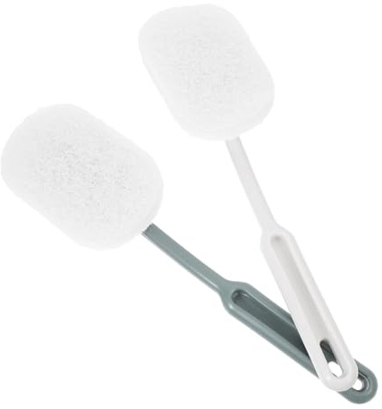 CALLARON 2Pcs Long Handle Toilet Brush with Removable Heads for Deep Bathroom Floor Bathtub Cleaning Space-saving Wall Mountable Design for Efficient Scouring and Easy Replacement