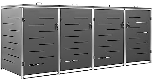 Refined Mülltonnenbox für 4 Tonnen 276,5x77,5x115,5 cm Edelstahl