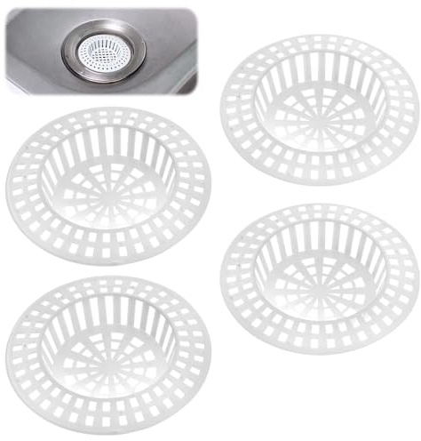 Quesuc 4 Abfluss-Siebe/Ausgussfilter, Ø 7 Cm, Rund, Kunststoff, Weiß