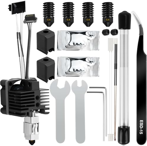 Kit hotend per stampante 3D Bambu Lab X1/X1C/X1 Carbon, montaggio completo ad alta velocità X1C Hot End con ventola, ugello in acciaio temprato 0,4 mm, kit di pulizia di ricambio Hotend per Bambu Lab
