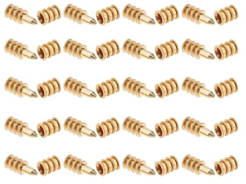 Yardenfun 20pcs Zinc Alloy Copper Table Leaf Connectors with Dowel Pins Metal Alignment Pins for Tabletop Assembly for Furniture Repair and Construction