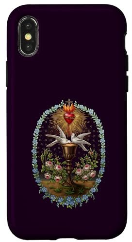 Cœur de Jésus Colombes Calice Eucharistie Antique Chrétien Coque pour iPhone X/XS