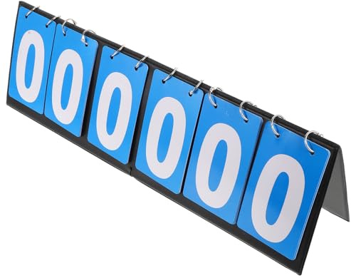GRIRIW Tableau de Score Multifonction pour Tennis de Table, Basketball et Baseball, 6 Chiffres Basculants, Couleur Bleu Intégral, Accessoire Arbitre Sportif pour Compétitions