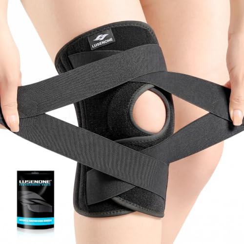 Adjustable Knee Support with Side Stabilizers, Knee Brace for Women/Men, Compression Knee Support Brace for Meniscus Tear, Arthritis, MCL/ACL, Ligament Damage,Knee Pain Relief,Running,Sports,M