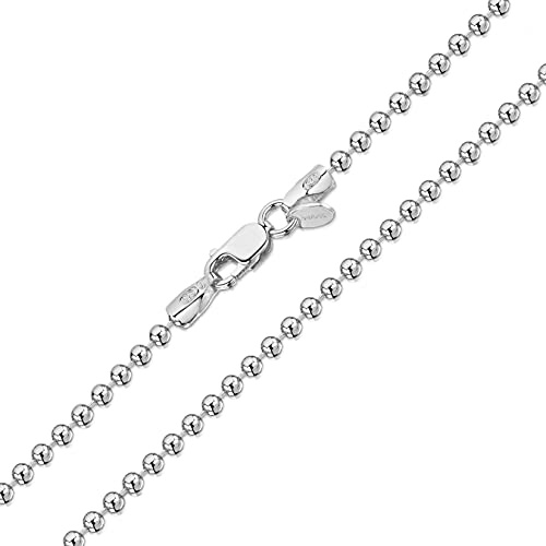 Amberta 925 Sterling Silver 2 mm Ball Chain Necklace 16 18 20 22 24 in