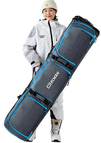 XCMAN Borsa imbottita da snowboard, lunghezza regolabile, 160-190 cm, borsa imbottita per viaggi aerei, Grigio, L