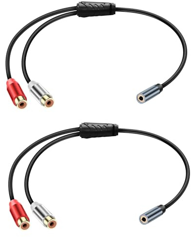 JSADZKJ Cavo Audio Stereo da 3,5mm a RCA Y Splitter - 1/8 Jack per Cuffie a 2RCA Femmina - Per MP3, Tablet, Speaker (2 Pezzi)