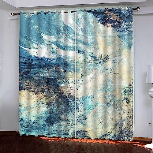 Kinder Verdunkelungsvorhänge Abstrakte Ölgemäldekunst 3D Polyester Ösen Vorhang, Für Wohnzimmer Schlafzimmer Kinderzimmer Junge Mädchen Zimmer Blickdicht Schallschutzvorhänge 2Er Set -2H8O1B0F5N5