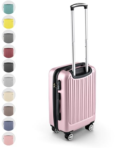 Easy Move ABS Hartschalenkoffer - Ergonomisch & Sicher - Kleiner Trolley Koffer mit 360° Rädern, Zahlen-Schloss - Rollkoffer, Reisekoffer Klein (Pink, 54cm)