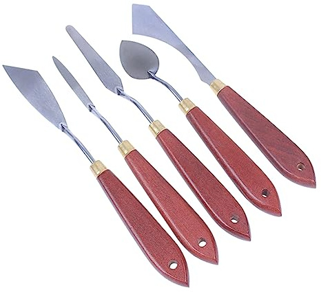 PLAFOPE Spatole Per Pittura Con Manico in Legno Per Olio e Utensili Per Miscelazione Modellatura e Raschiatura Multiuso Per Pittori e Scultori Facili Da Pulire