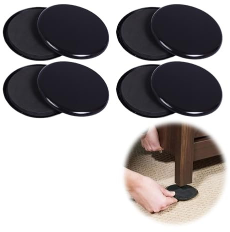 Paquete de 8 Deslizadores Reutilizables para Muebles de Fieltro 9 cm Mover Muebles y Electrodomésticos en Superficies Duras y Alfombras