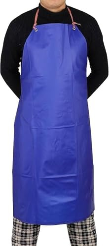 aotuo0608 Delantal de vinilo de goma impermeable de 40 pulgadas, delantales de chef para mujeres y hombres, delantal de trabajo resistente para lavavajillas, laboratorio, carnicería, azul, 101,6 cm