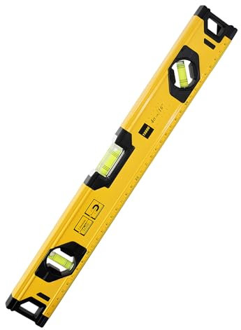 Spirit Level - 400 mm/16 Inch High-Precision Magnetic Mini Level, 3 Bubble Levels 45°,90°,180° with Magnetic Base Yellow Black Aluminium Alloy Shock Proof Torpedo Spirit Levels for Home Decor Crafting