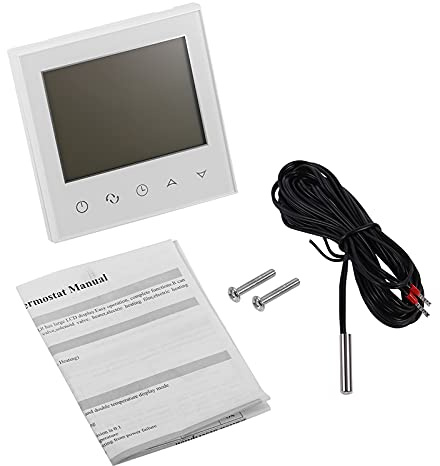 Termostato Digital programable con Pantalla táctil LCD, Sensor Interno y Externo, 230V, 3- - Control preciso de Temperatura, función Memoria y Ajuste horario Personalizado para calefacción