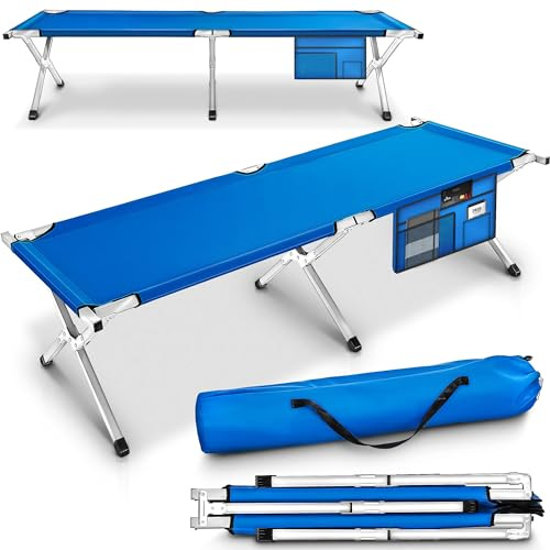 TRESKO® Campingbett Feldbett 190x64x44cm klappbar + Tragetasche bis 200 kg | Campingliege XXL für Outdoor & Indoor | Klappbett faltbar für Garten Camping Angeln Festival Reise Strand