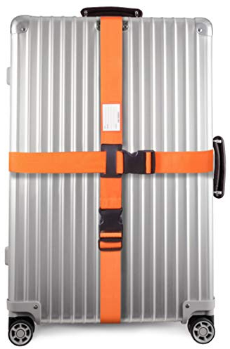 OW-Travel Personalised Cross Luggage Straps for Suitcases (1 Pack Orange) Easy to Spot Suitcase Straps with Address labels. Case Strap Suitcase Strap Luggage Belt for Bags Baggage with Name Card Slot