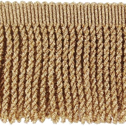 Luxus Metallisierte Fransen 10 cm breit Farbe Gold Meterware Möbelborte Lurexborten Dekoborte Schnittfransen Tanzfransen Fransenband f. Gardinen (1,0 Meter, Gold)