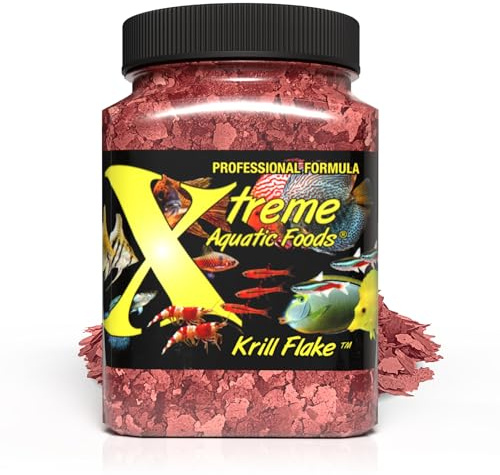 Xtreme Krill Flakes - Premium Max Protein Freshwater Fish Food with 100% Krill and Shrimp, & Vitamins for Optimal Immune and Digestive Health, Boosts Color & Energy – USA Farm Grown (3.5oz)