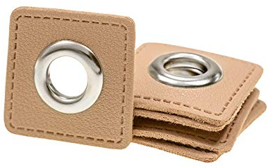 Ösen Patches für Kordeln Lederimitat, Beige