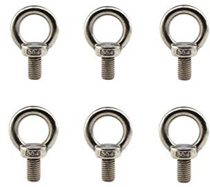 304 Edelstahl M10 Hebe-Ringschraube Ringform mit Standardlänge des Gewindes, 6 Stück