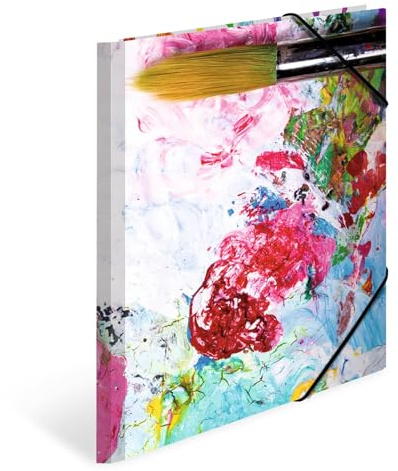 HERMA Collector's Folders A4 Colours Set, 3 Pieces, Children's Corner Folder Made of Cardboard with Art Motif, Elastic Band, Inner Flaps and Inner Print for Boys and Girls