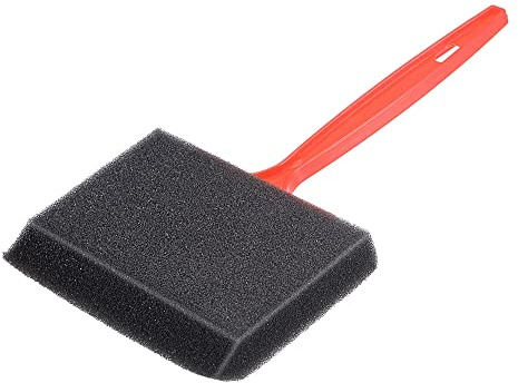 sourcing map Pinceles de espuma de 4 pulgadas con borde biselado con mango de plástico, pinceles de esponja para pintura, barniz, poliuretano, 2 unidades