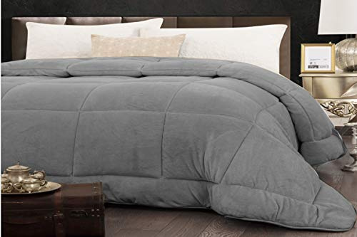 Home Tresor - Trapunta Invernale Calda e Morbida, Piumone Pesante 540 gr./mq in Microfibra Manopesca Anallergica Traspirante (Grigio, Matrimoniale cm. 260x260)