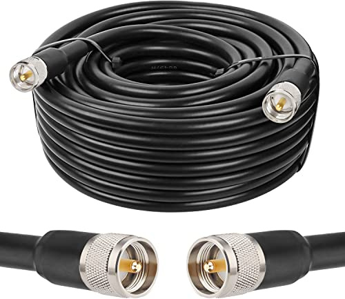 MOOKEERF 50ft KMR400 PL259 Male to Male Coaxial Cable - Low Loss UHF Cable for HAM Radio, VHF Radio, SWR Meter, Antenna Analyzer