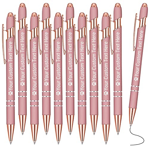 STREADVE Or Rose Stylo Personnalisé avec Prenom 10 Stylo Personnalisable Nom Cadeau Stylo Personnalisés pour Mariage Anniversaire Collegue Entreprise Gravure Personnalisée