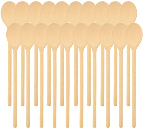 teemando® 20 X stabiler, ovaler Marken-Kochlöffel aus Holz, 30 cm, Kochlöffel zum Kochen und Backen