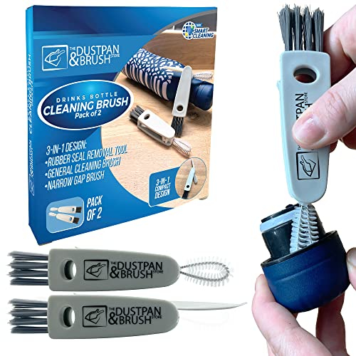 Drinks Water Bottle Brush Lid Cleaner - 3 in 1 Multifunctional Bottle Brushes for Cleaning - Bottle Cleaner Brush Nursing for Insulated Water Cover, Drinking Bottles (Pack of 2)