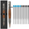 Smivyhp Bolt Action Pen, 1mm Unterschrift Kugelschreiber, Metall Kugelschreiber mit 10 Auswechselbare Mine und 1 Schwarz Geschenk Box(Holzmaserung)